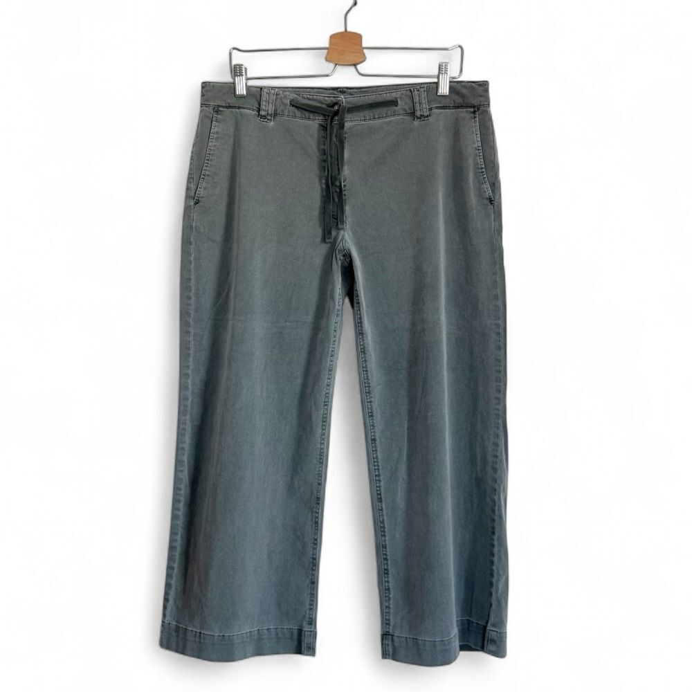 J Jill Extra Soft Waist Tie Wide Leg Cropped Pants in Green Size 14 - Picture 1 of 14